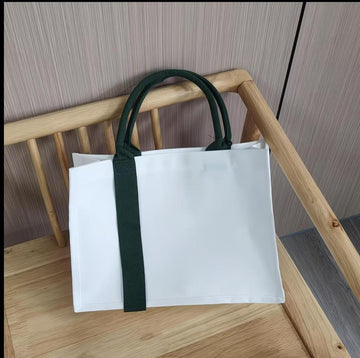 Ribbon Tote Eco Canvas Bag / White